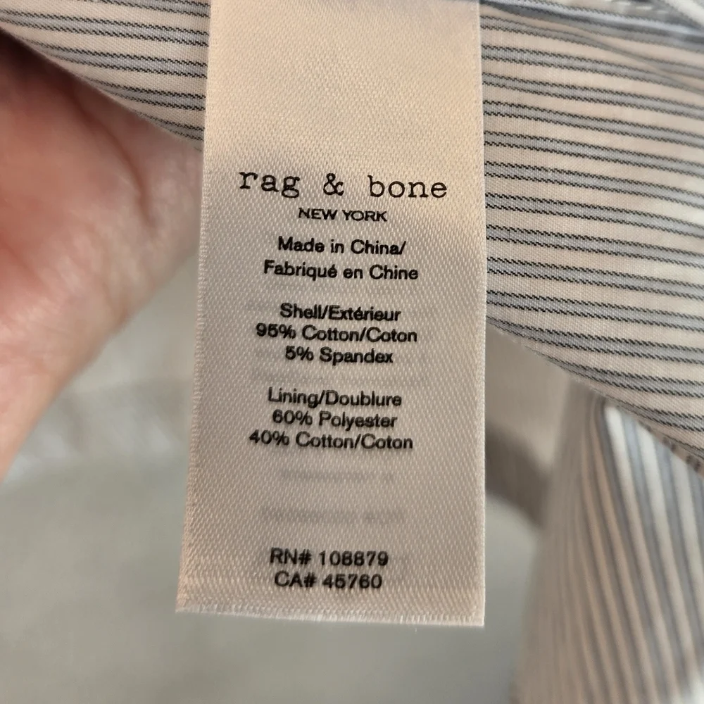 Rage & Bone Cade Mens Poplin Lightweight Jacket Sz L Light Blue & White Stripes